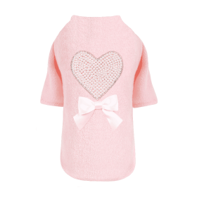 Pearl Heart Dog Sweater (Color: Peach, size: SM)