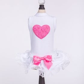 Puff Heart Lace Dog Dress (Color: Hot Pink, size: XS)